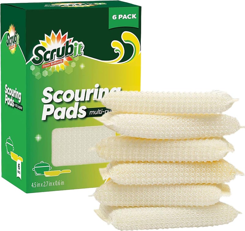 SCRUBIT Multi-Purpose Scouring Pad by Scrub-It - Non-Scratch Cleaning Dobie Pads for Pots, Pans, Dishes, Utensils & Non-Stick Cookware - Sponge Scrubbers Use for Kitchen, Bathroom & More (6 Pack) - Image 1